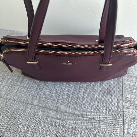 🌷Kate Spade Burgundy Saffiano Leather Satchel Tote Bag - Picture 5 of 10